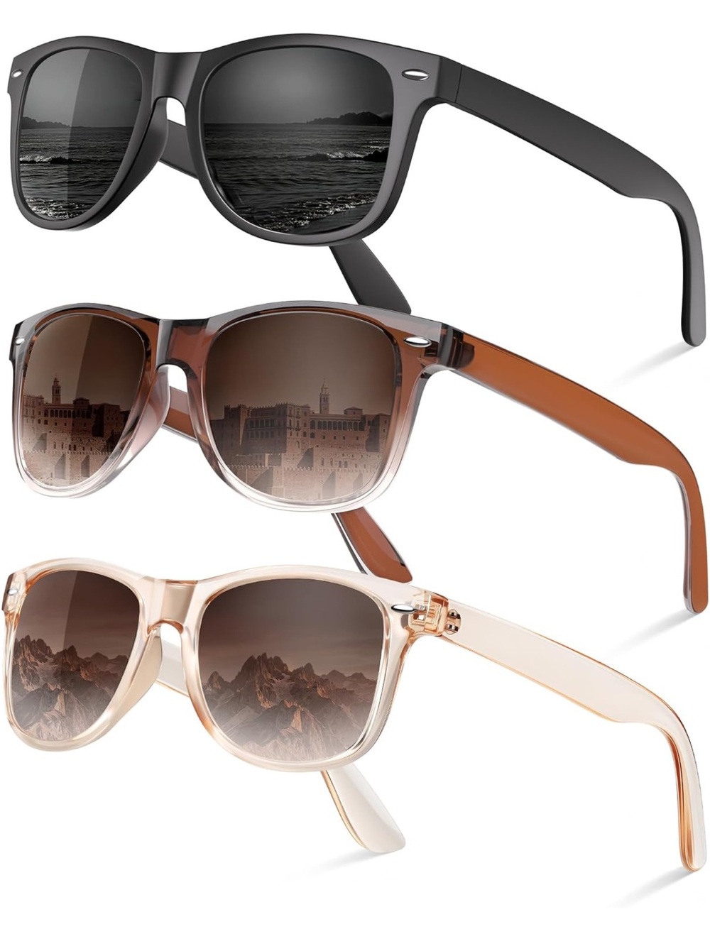 Retro Polarized UV400 Protection Sunglasses for Women Driving Travel 3 pair